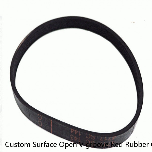 Custom Surface Open V groove Red Rubber Coating polyurethane Timing belt for Lipstick, lighter,Cotton swabs production line